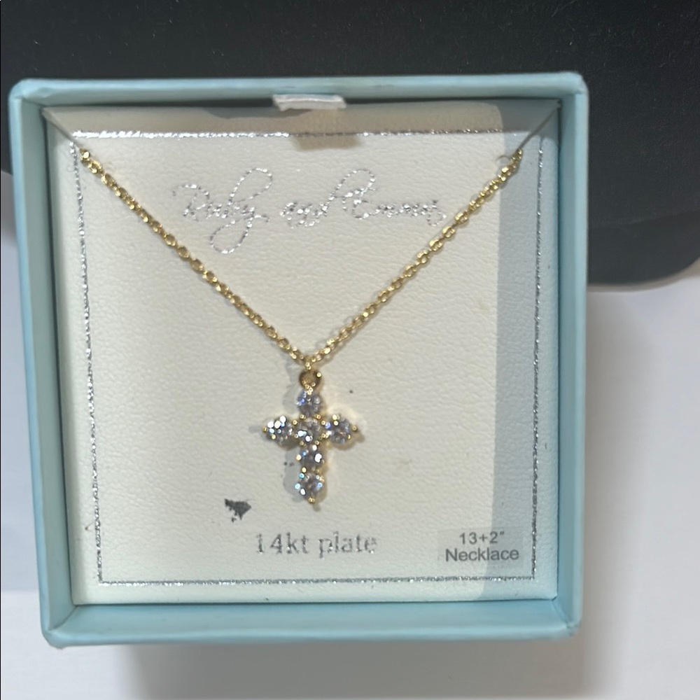 RUBY & EMMA Cross 24k Plate Necklace